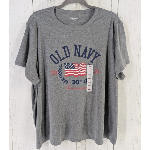 Old Navy Size XXL Gray America Graphic Short‎ Sleeve Womens Top NWT - Picture 1 of 7